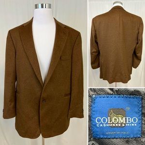 Colombo Cashmere & Mink Brown Men’s 48R 2-Button Double Vented Blazer Jacket